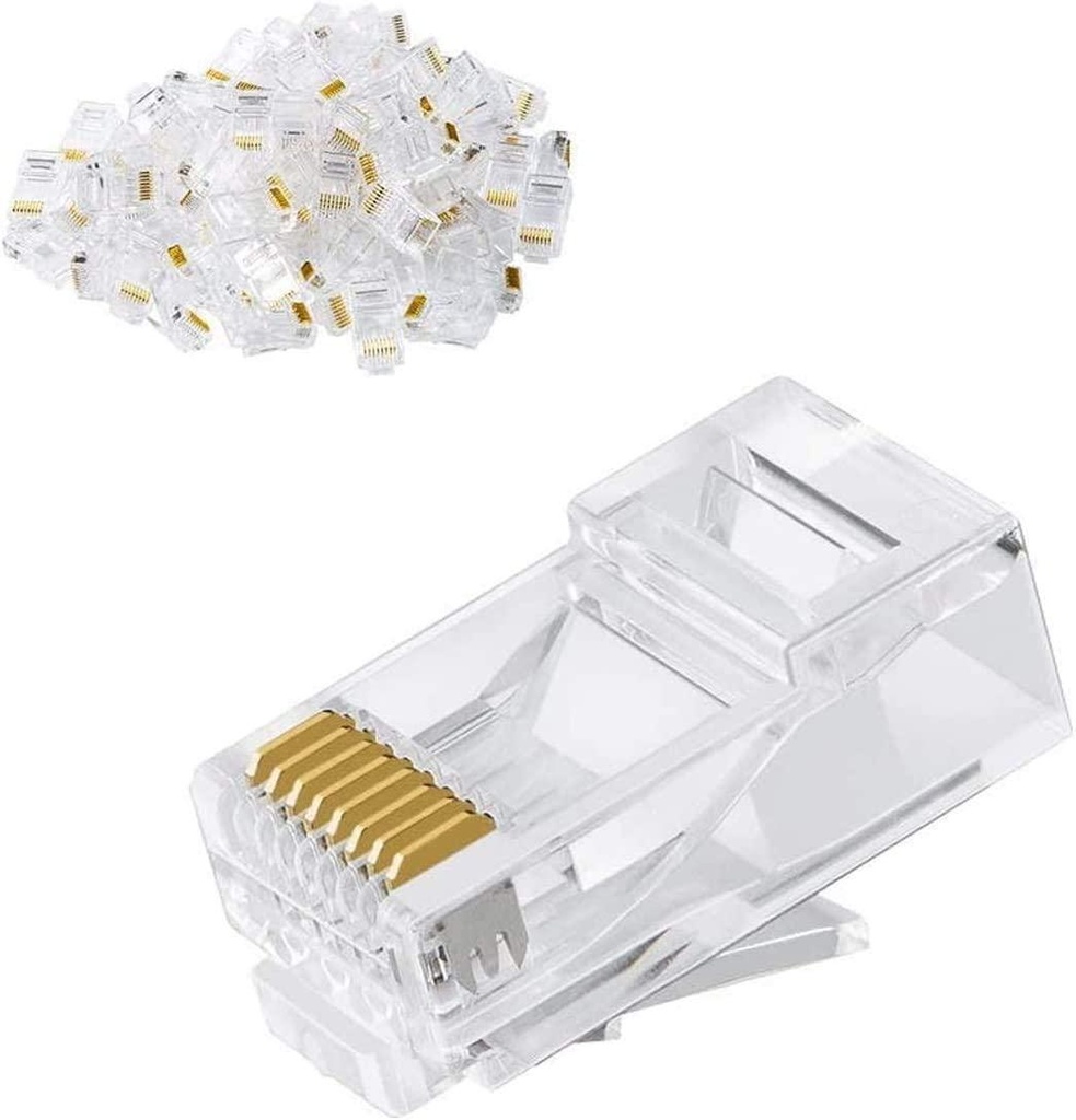 Cat6 RJ45 Ends, CableCreation Cat6 Connector, Cat6 / Cat5e RJ45 Connector, Ethernet Cable Crimp Connectors UTP Network Plug for Solid Wire and Standard Cable, Transparent