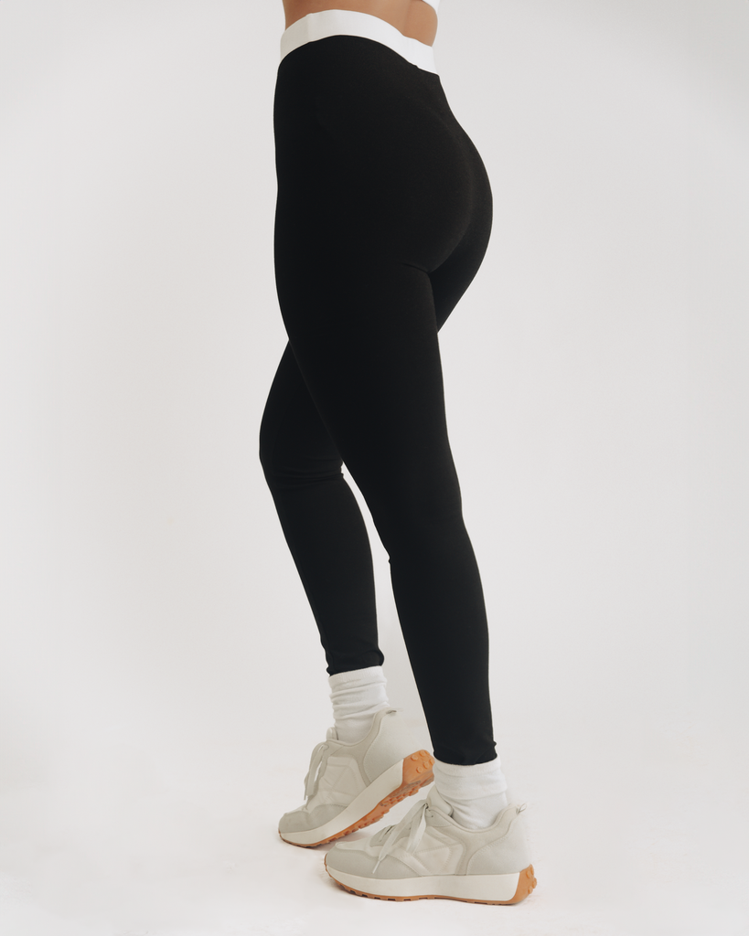 High Waisted Contrast Band Legging - Vivo x This Is Essential (XS, Black)