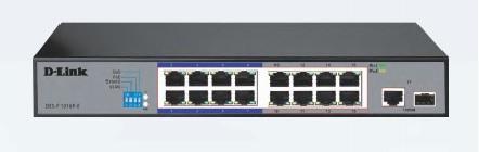 D-Link DES-F1016P-E/B 16-port Fast Ethernet Unmanaged Long Range 250m PoE+ Surveillance Switch with 16 PoE ports DES-F1016P-E/B