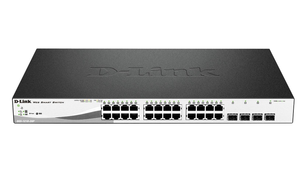 D-Link DES-1210-28P 24-Port 10/100Base-T PoE Smart Switch with 2 * 1000BaseT Copper port & 2 Combo SFP/ Gigabit copper port  DES-1210-28P