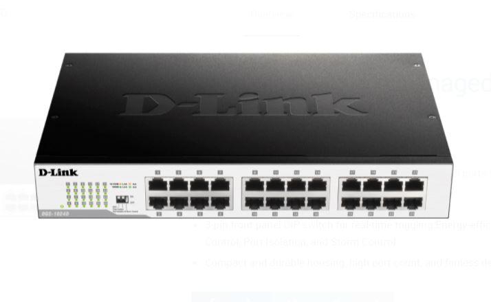 D-link 24 port 10/100/1000Base-T unmanaged gigabit switch, Metal Casing DGS-1024D