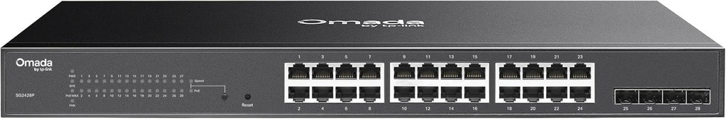 TP-Link Omada SG2428P 28-Port Gigabit Smart Switch with 24-Port PoE+, 4 SFP Slots, 250 Watt Budget, Centralized Cloud Management Omada SDN, and Intelligent Monitoring