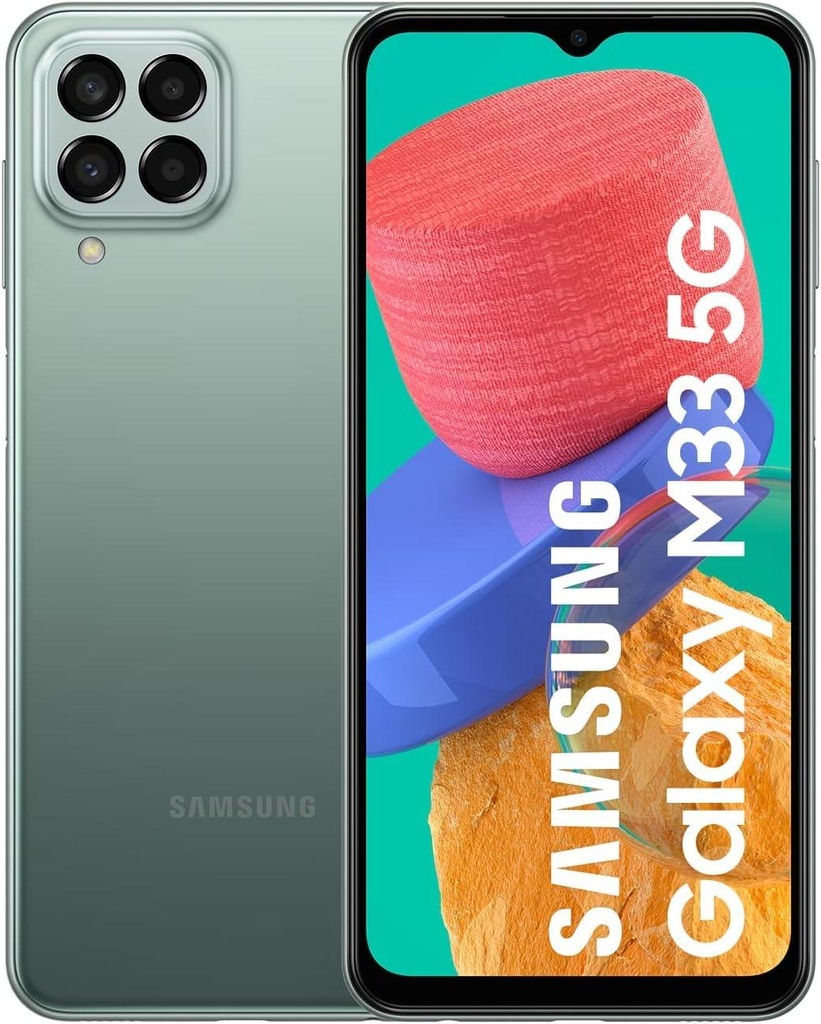 SAMSUNG Galaxy M33 5G Mobile Phone SIM Free Android Smartphone 6GB RAM 128GB Storage Khaki Green/Black