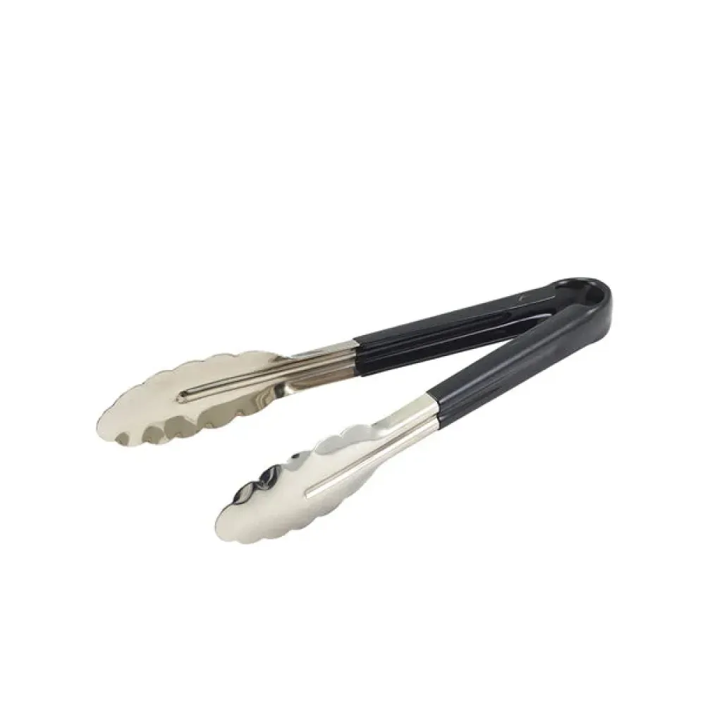  Neville Genware Colour Coded Stainless Steel Tongs, 31cm,  Black