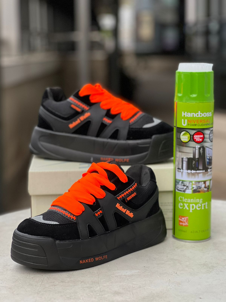 Naked Wolfe Sneakers Black Orange – Bold Chunky Streetwear