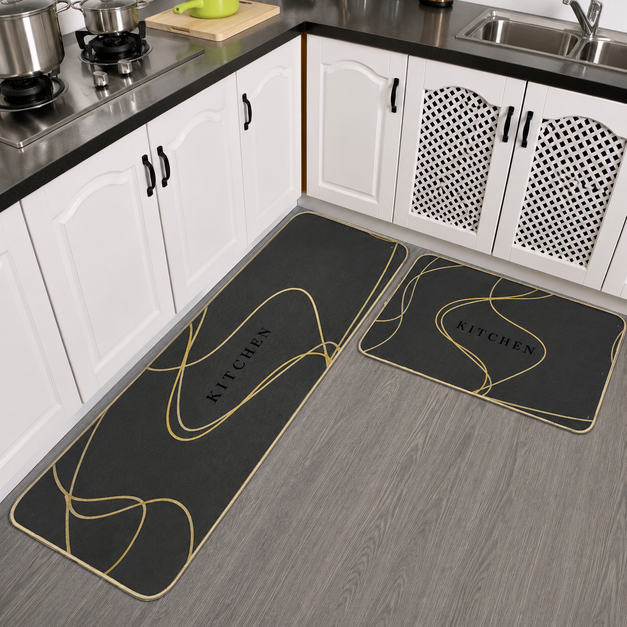 2 Piece Kitchen Mat | Practical Kitchen Floor Mat Set