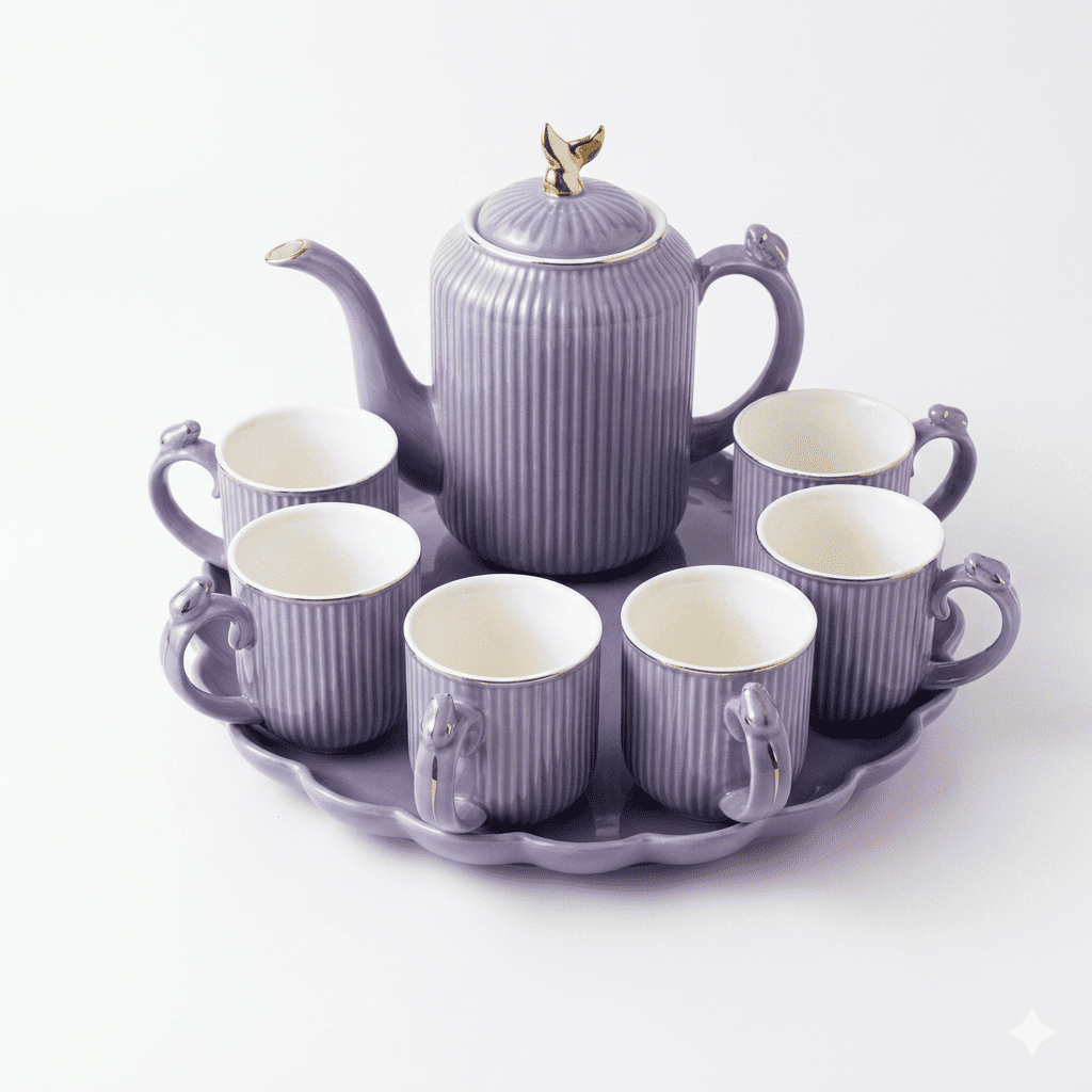 Ceramic Incense-Style Tea Set with Tray CS-15 | Lavender Tea Set Kenya
