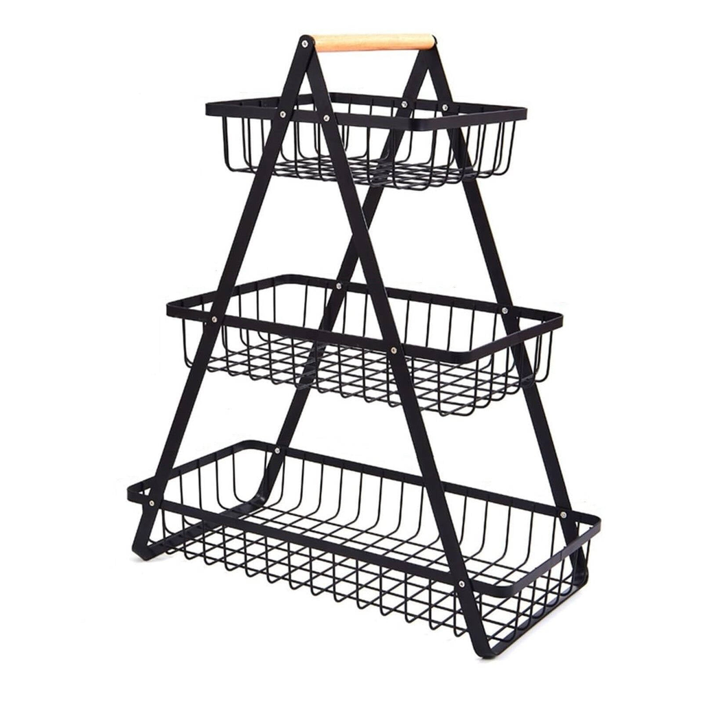 3 Tier Metal Wire Fruit Basket Stand | Foldable Fruit Storage Rack Kenya