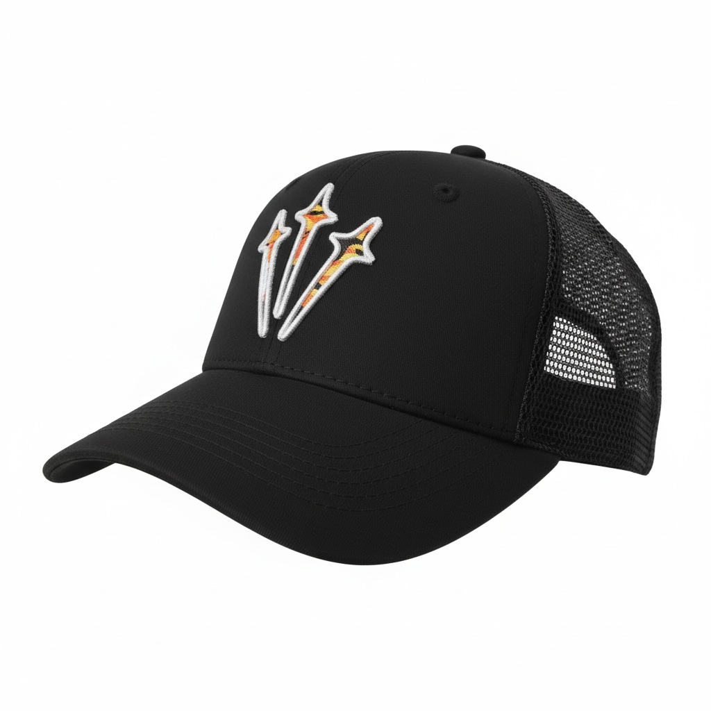 Black Star Trucker Cap | Trendy Streetwear Mesh Baseball Hat for Men