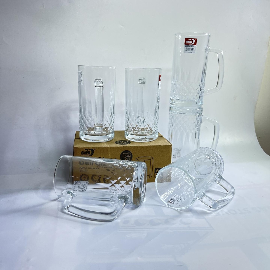 6PCS Patterned Glass Beer Mug Set – Textured Base Drinking Mugs Kenya