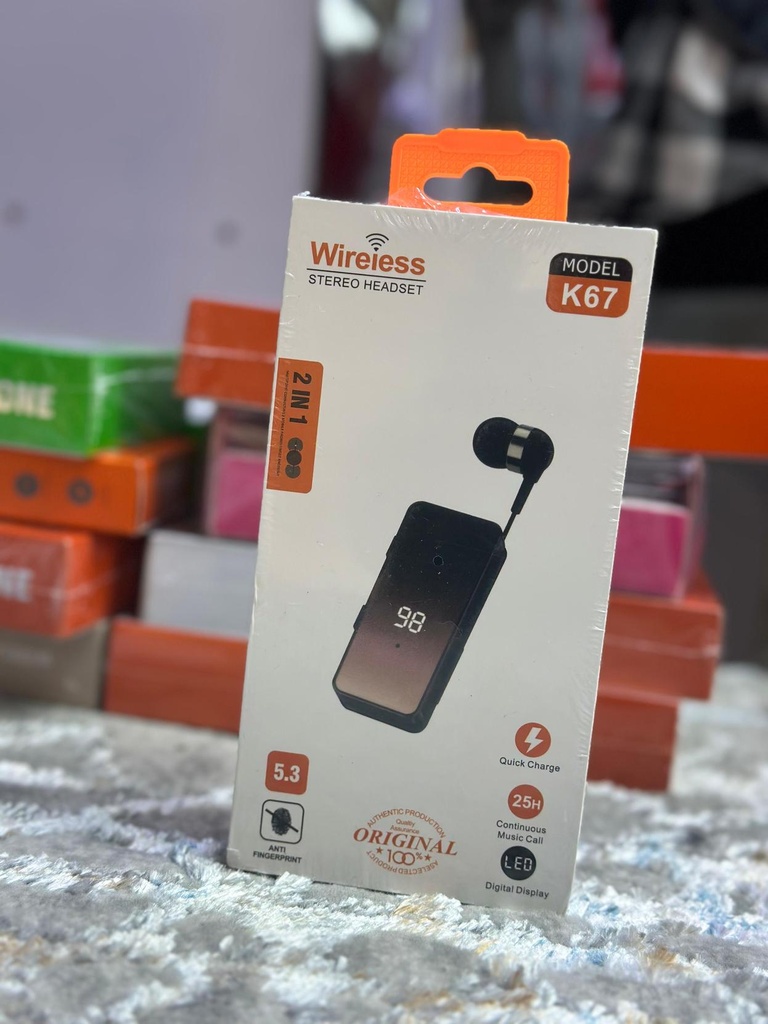 K67 Wireless Stereo Headset Bluetooth Earbuds | 2-in-1 Wireless Earphone