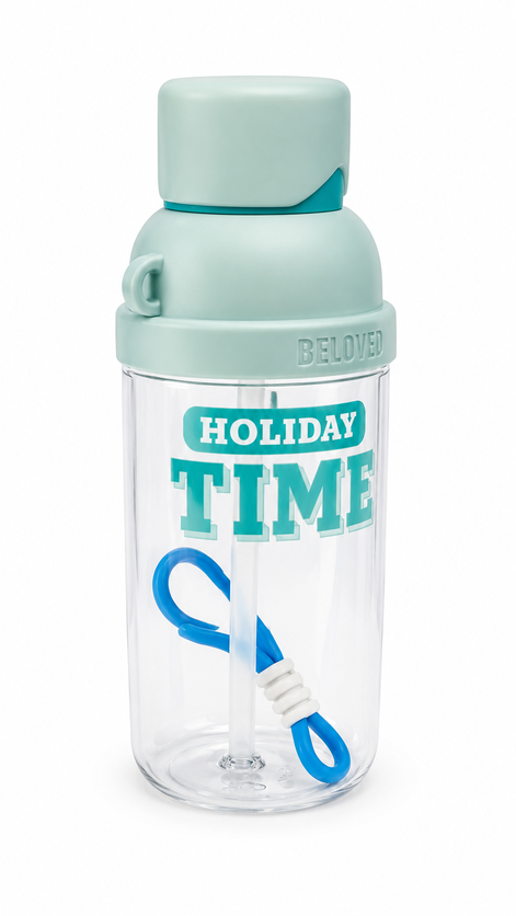 Holiday Time Kids Straw Bottle | Portable Leakproof Drinking Bottle for Children