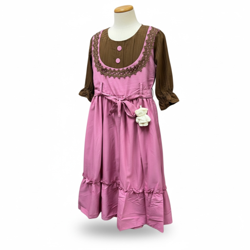 Girls Stylish Dress with Embroidered Detail