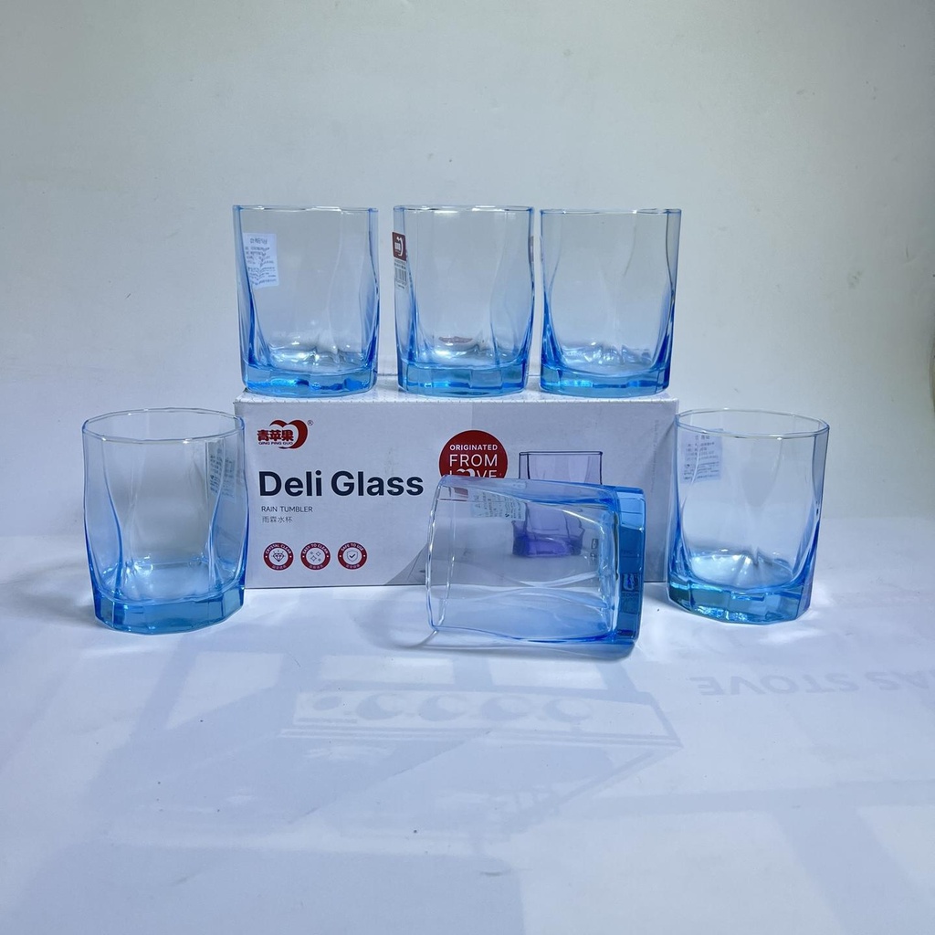 300ML Blue Base Whiskey Glass Set Kenya – 6pcs Tumblers