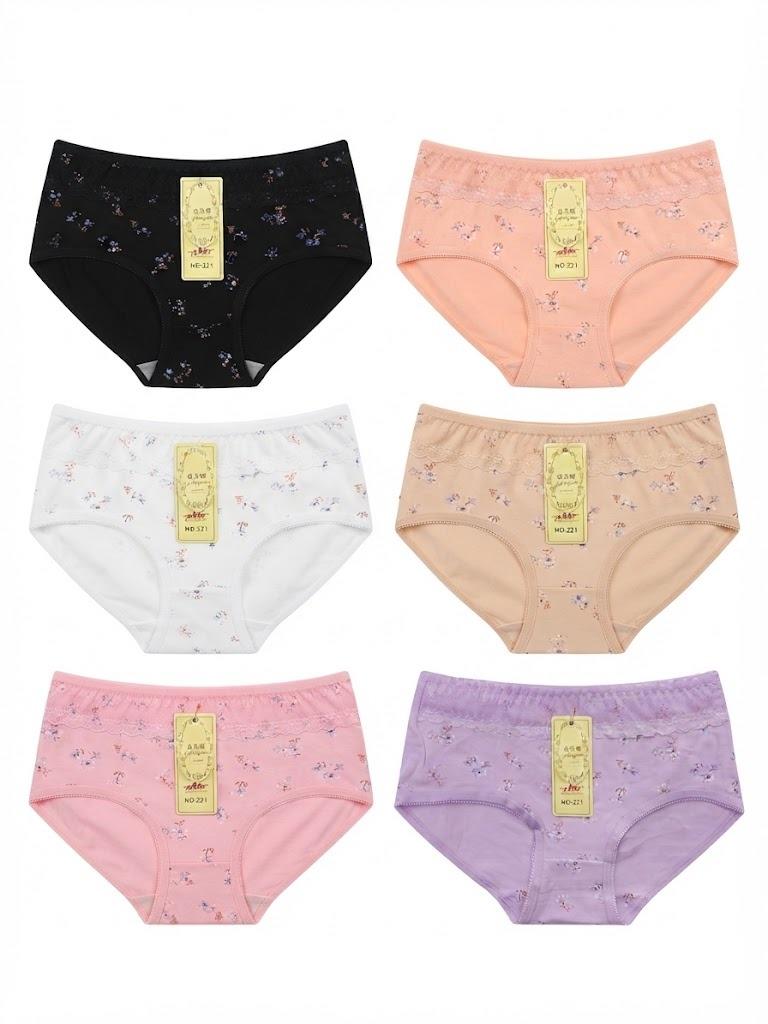 Floral Print Lace Waist Cotton Panties 6pcs Pack | Buy Online Kenya