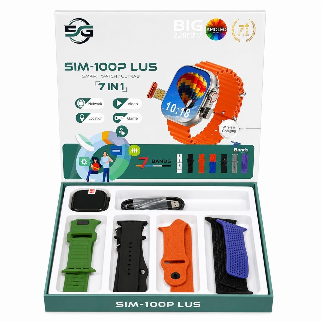 SIM-100PLUS Ultra 3 7-in-1 Smart Watch with SIM Card | Buy Online Kenya