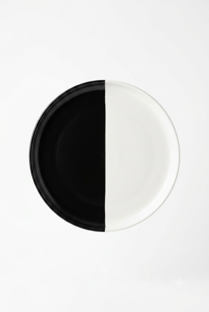 Duality Split Monochrome 10.5 Inch Ceramic Plate