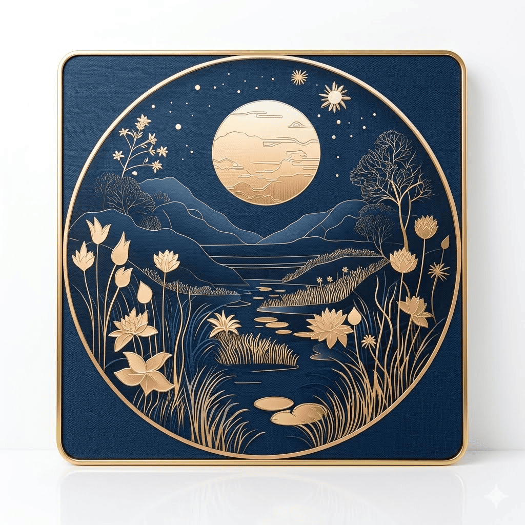 Celestial Gold Moon Lotus Wall Art Crystal Film Frame | Buy Online Kenya