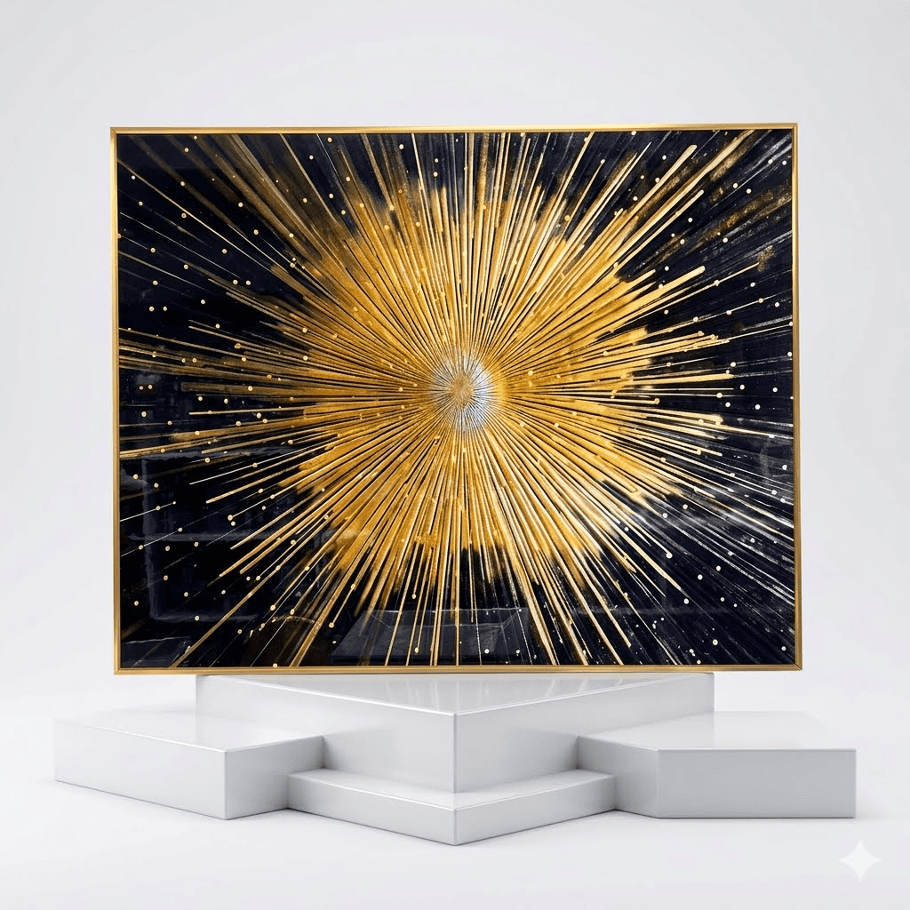 Abstract Golden Sunburst Wall Art 70x90cm Crystal Film | Buy Online Kenya