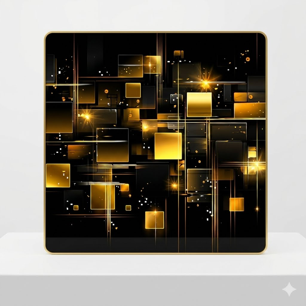 Abstract Gold Geometric Squares Wall Art 50x50cm Crystal Film | Buy Online Kenya
