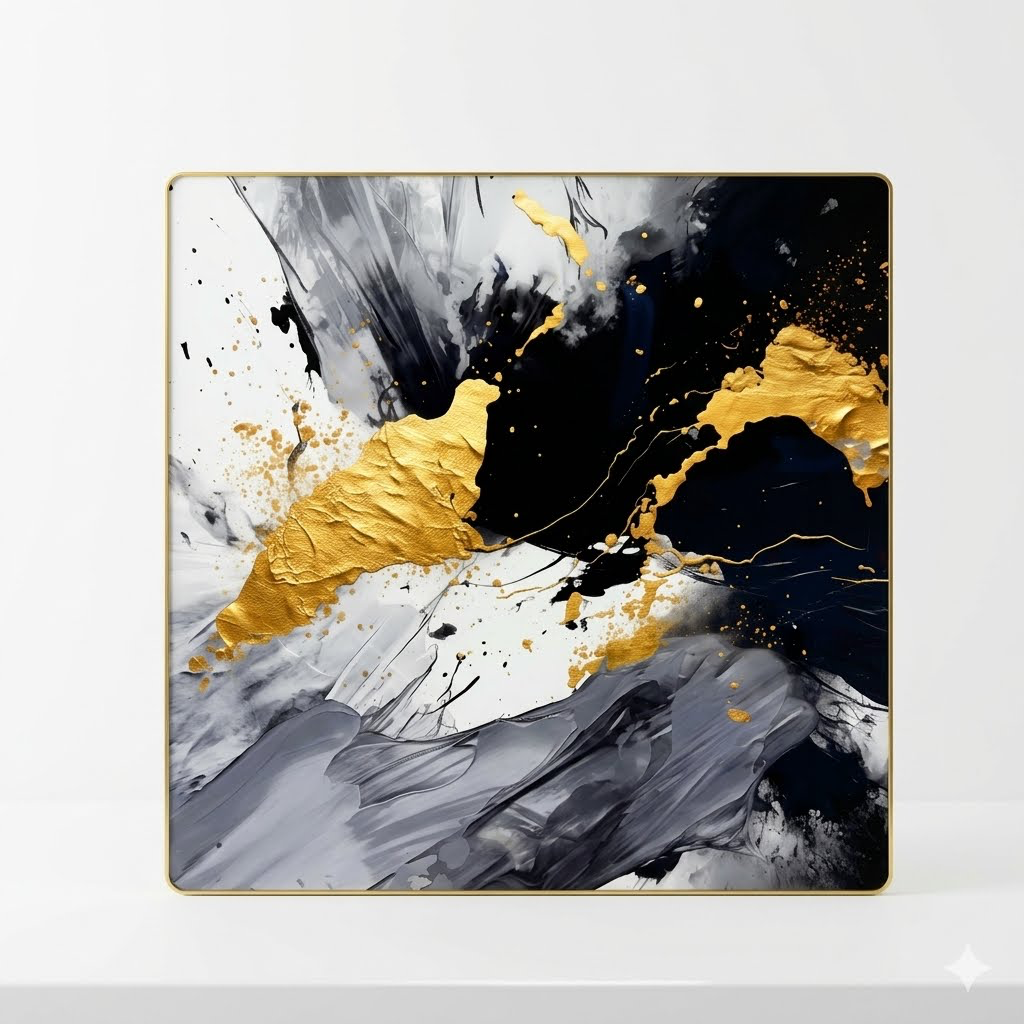 Abstract Gold Foil Splash Wall Art 50x50cm Crystal Film | Buy Online Kenya