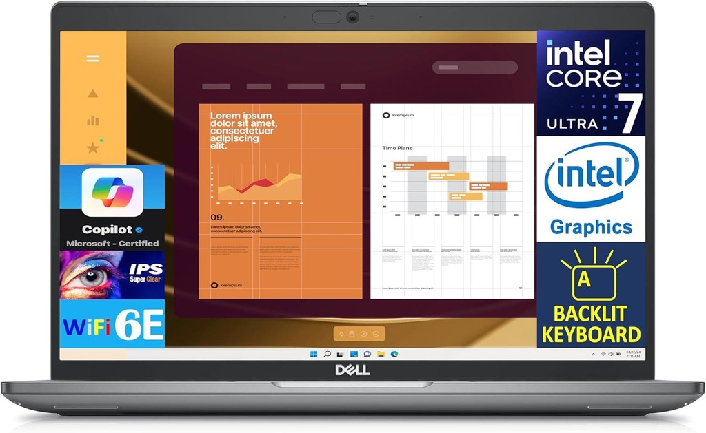 Dell Latitude 5450 AI Powered Laptop 14.0" IPS FHD Display (Intel Core Ultra 7 155U, 16GB DDR5, 512GB SSD, Intel Graphics, Backlit KB, 2 Thunderbolt 4, WiFi 6E, Webcam, Bluetooth 5.3, Win 11 Pro)
