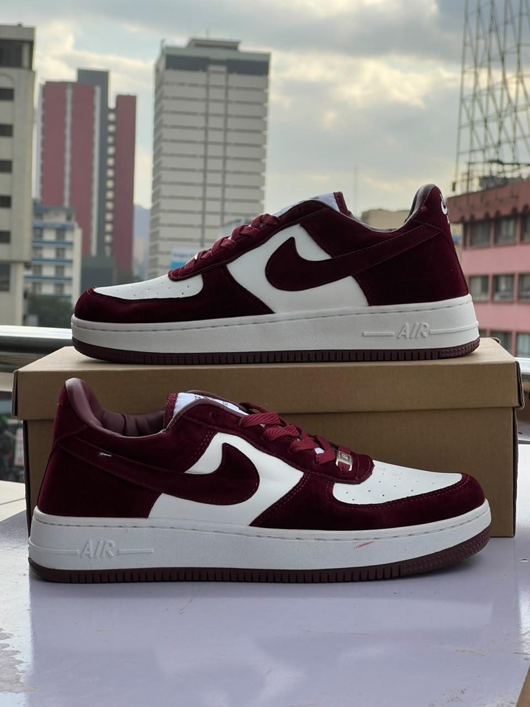 Burgundy & White Suede Casual Sneakers | Premium Low Top Fashion Shoes Kenya