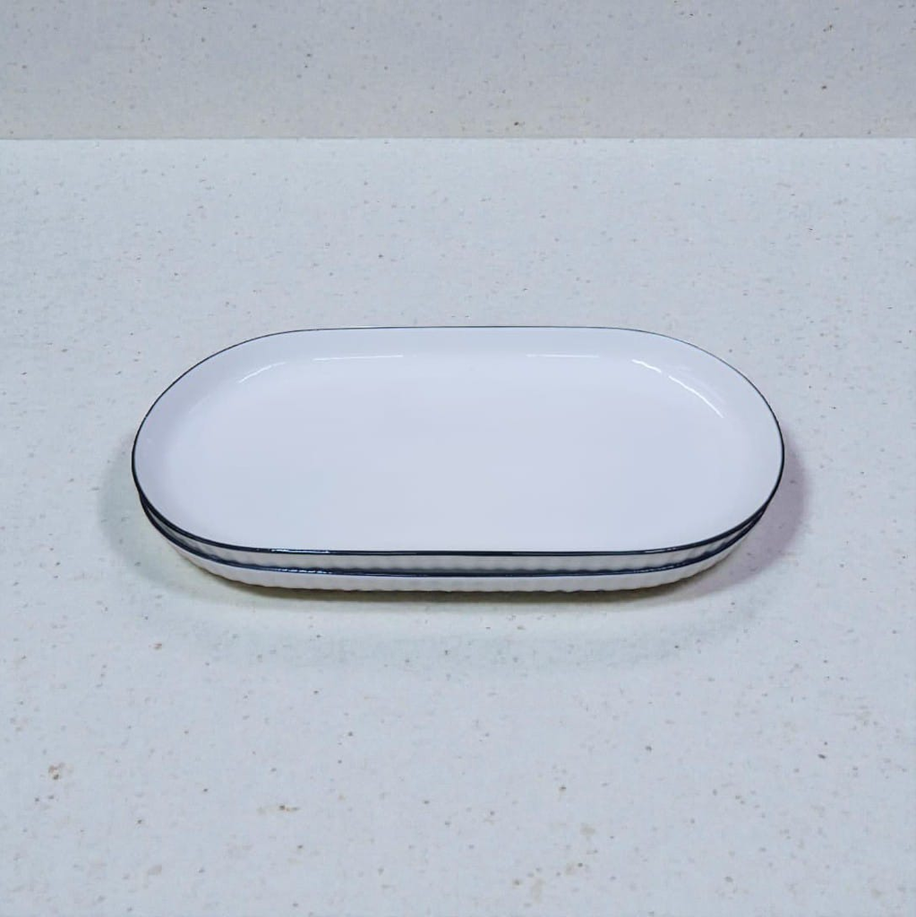 12-Inch Fish Plate JS-75 White Black Rim Kenya