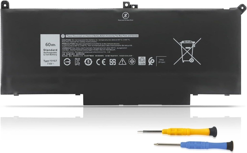 7.6V 60WH F3YGT Genuine Dell  Battery Compatible with Dell Latitude 12 7000 7280 7290 13 7380 7390 P29S002 14 7480 7490 P73G002 DM3WC 0DM3WC DM6WC 2X39G KG7V39G F V4940