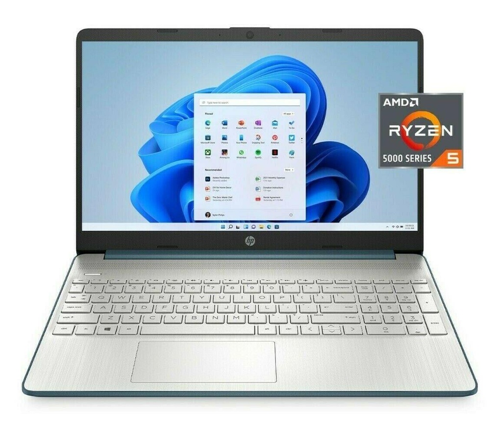 HP 15-EF2126WM AMD Ryzen 5-5500U, 8GB DDR4, 256GB SSD, AMD Radeon Graphics, 15.6" FHD, Windows 11 Home, Spruce Blue