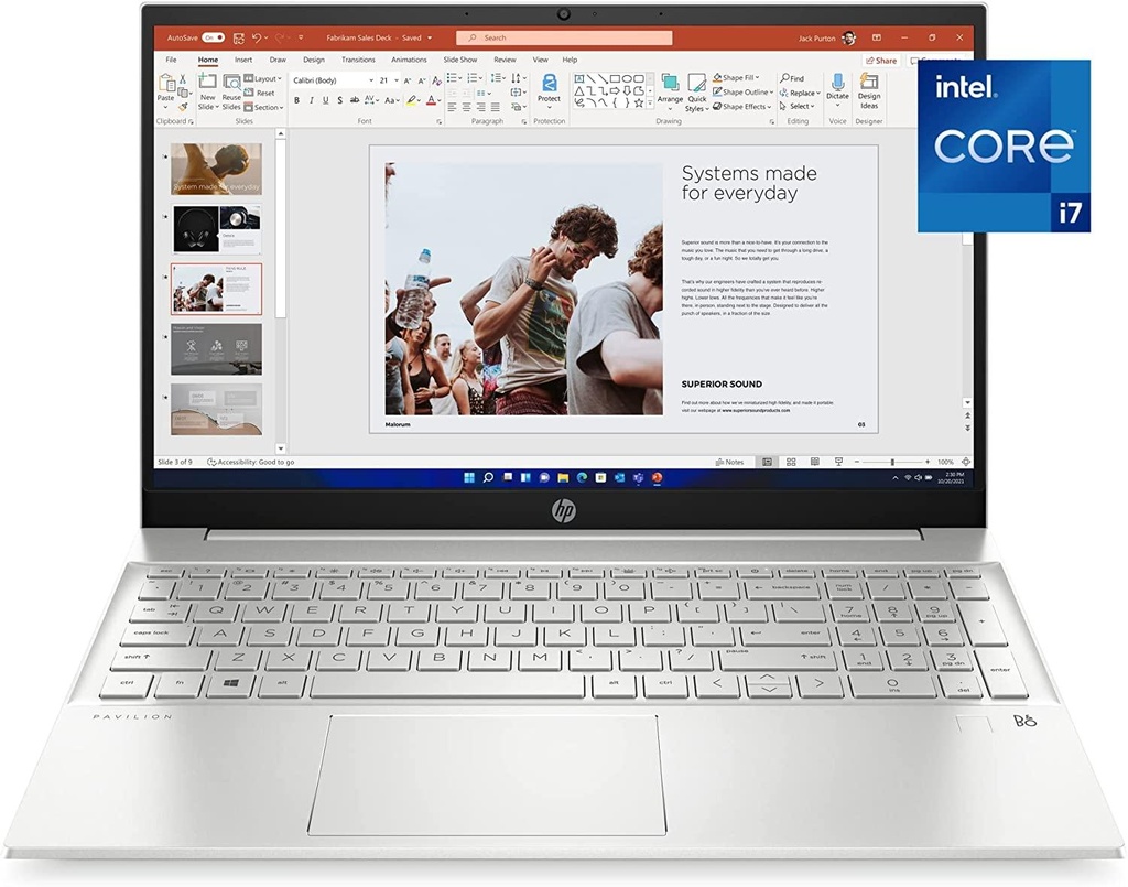 HP Pavilion 15-eg2071cl Laptop, 12th Generation Intel Core i7-1255U Processor, 8GB RAM, 512 GB SSD, 15.6" Full HD Display, Windows 11 Pro,Wi-Fi & Bluetooth, HD Webcam (15-eg2071cl 2022)