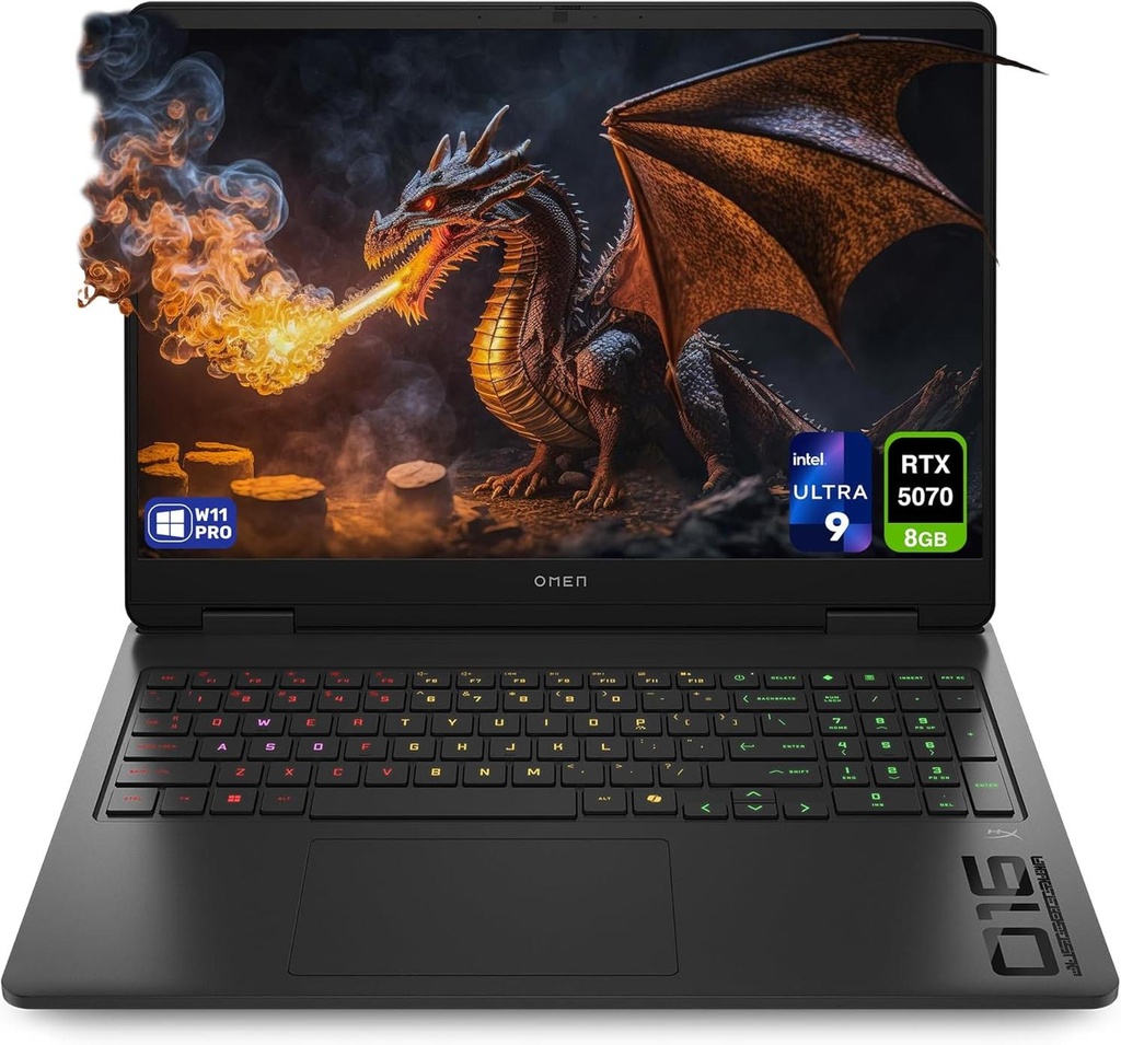 HP OMEN 16 Gaming Laptop, Intel Ultra 9-285H, 32 GB DDR5 RAM, 1TB PCIe SSD, 16" WQXGA (2560x1600) 240Hz Display, Nvidia G-Force RTX 5070, RGB Backlit Keyboard, W11 Pro, Shadow Black