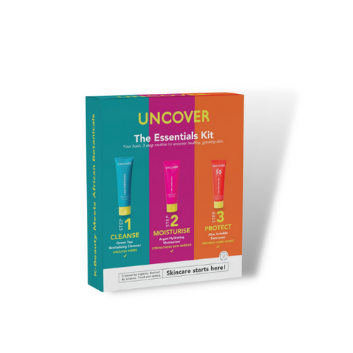 Uncover Essential Kit Cleanser 120ml
Moisturizer100ml
Sunscreen 80ml | Lintons Beauty World