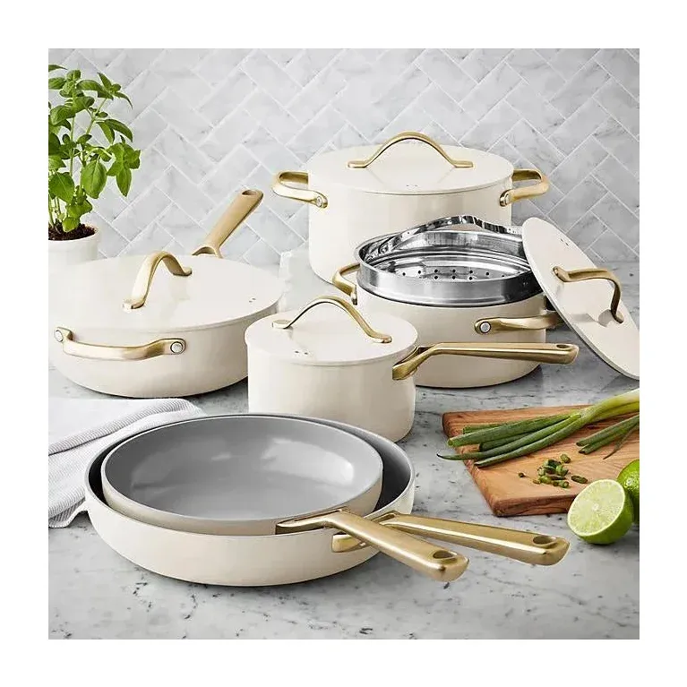 Member's Mark 11-Piece Modern Ceramic Cookware Set, Cream