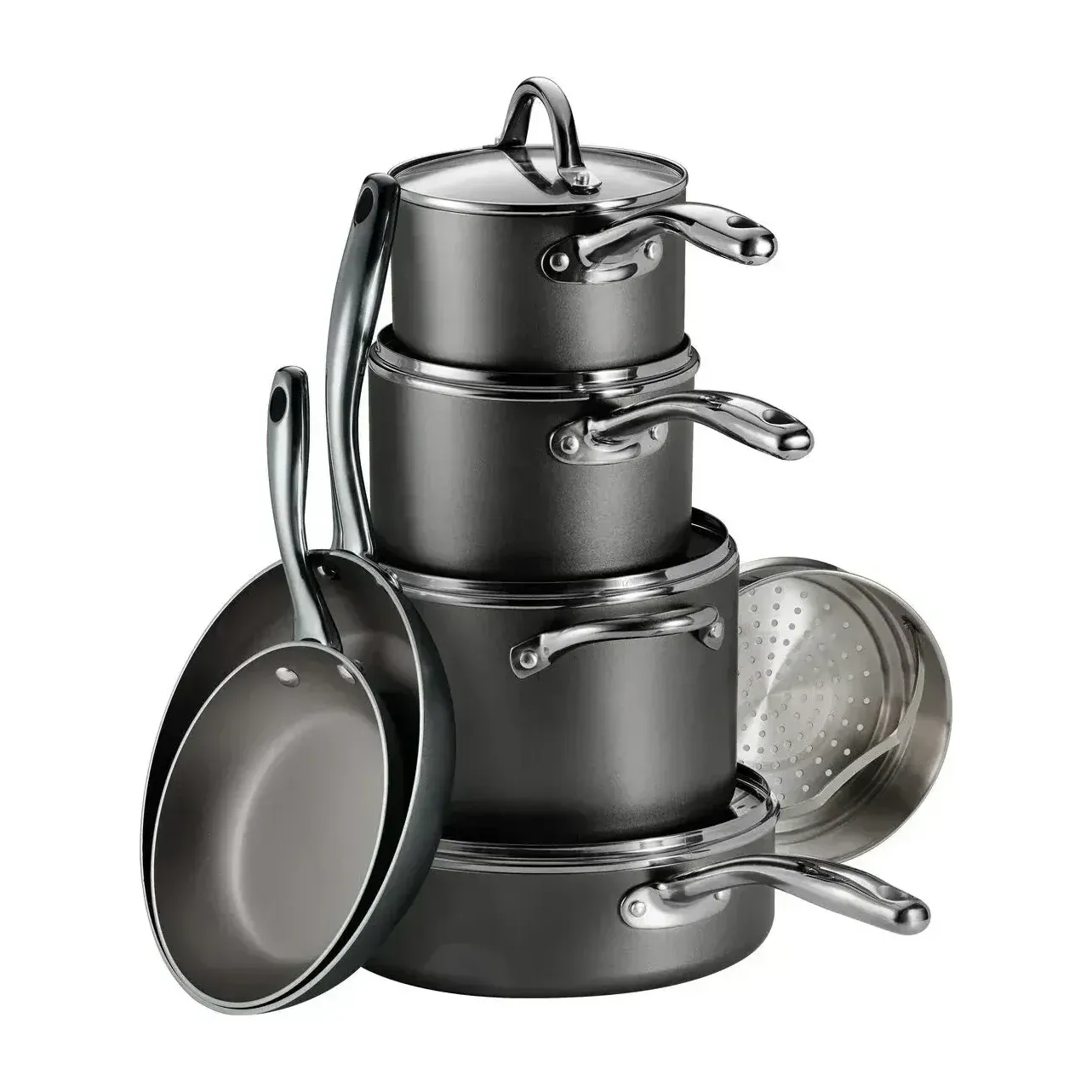 Tramontina 11-Piece Nonstick Cookware Set, Charcoal Gray