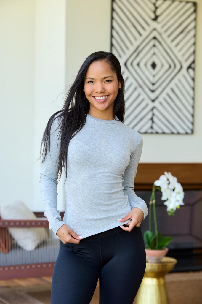 Signature Long Sleeve Crew Neck Tee (1X, Heathered Grey)